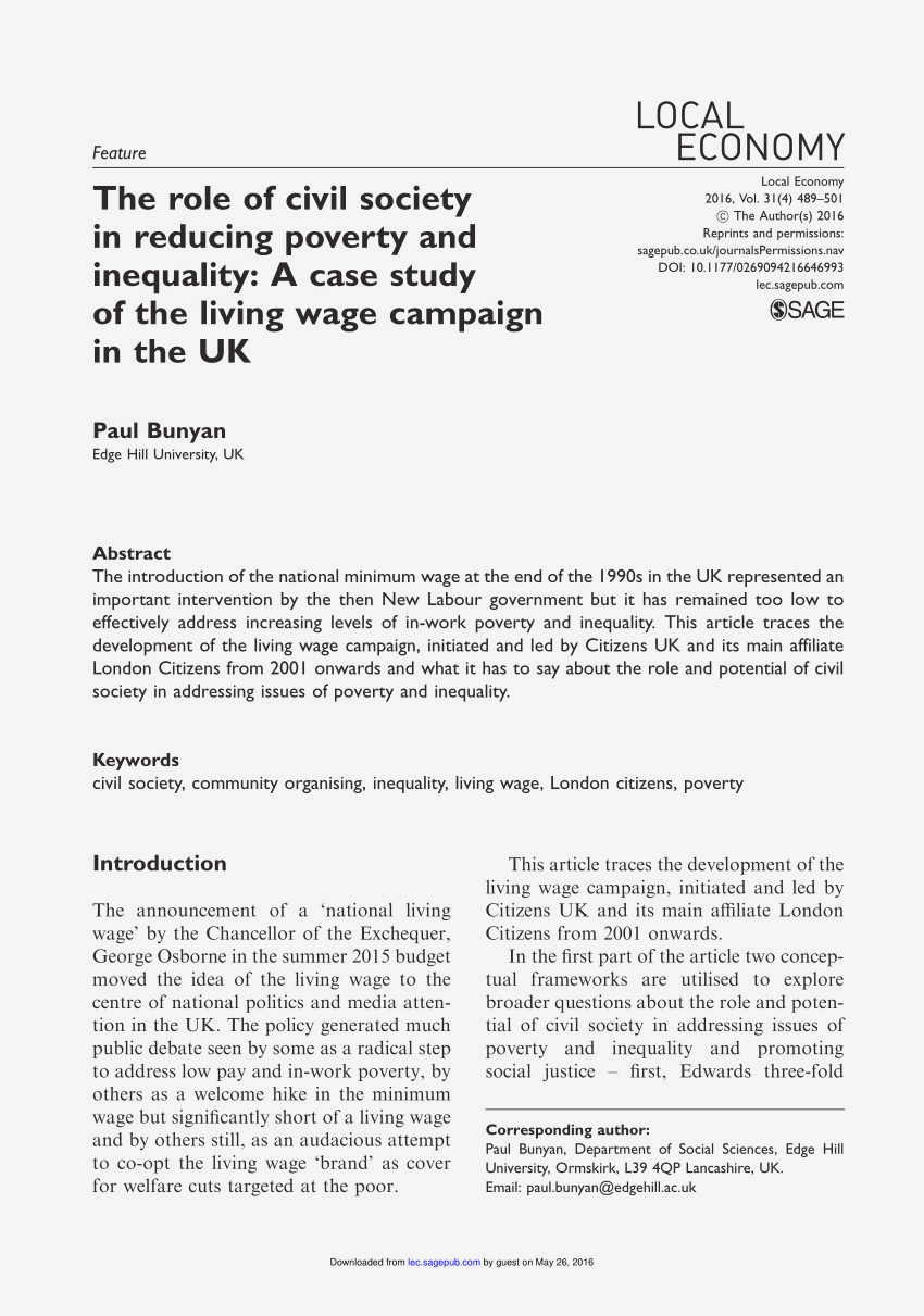 Creating a Level Playing Field: How Civil Society Reduces Income Inequality influence public policy Creating a Level Playing Field: How Civil Society Reduces Income Inequality influence public policy