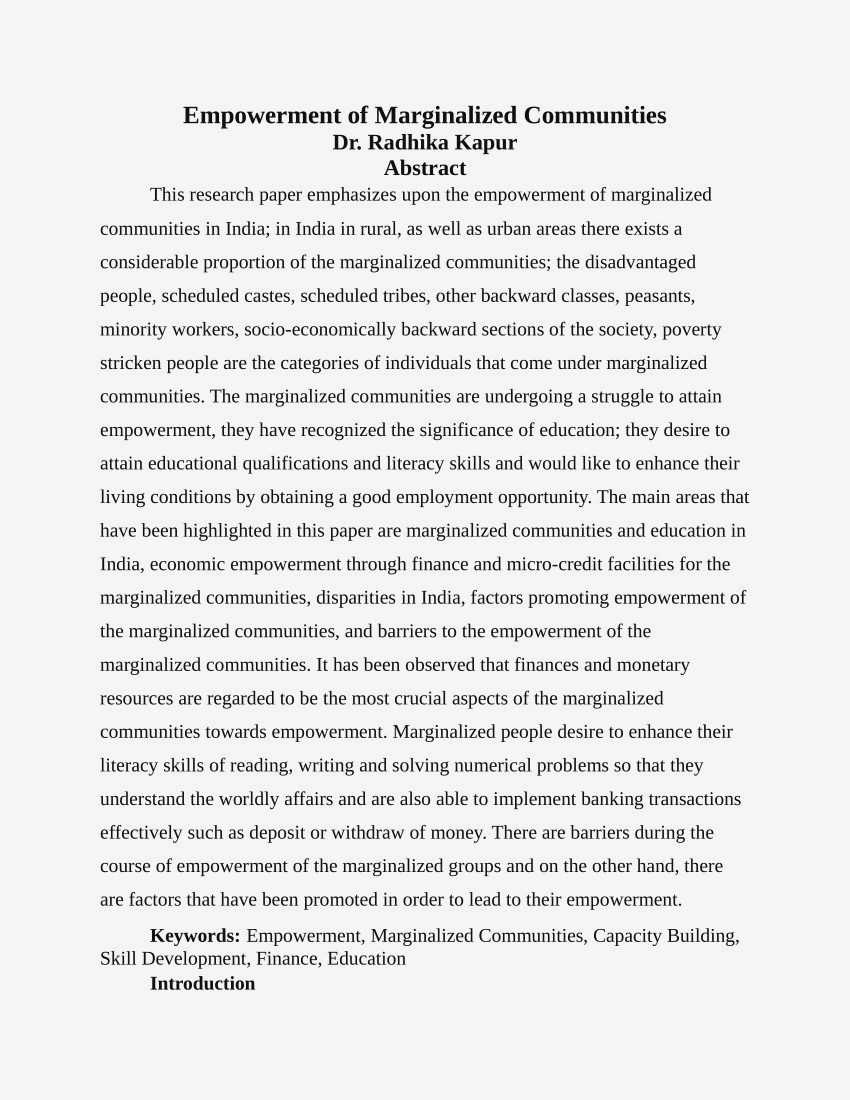 Empowering Marginalized Communities: The Impact of Civil Society in Promoting Equal Rights and practices that ensure Empowering Marginalized Communities: The Impact of Civil Society in Promoting Equal Rights and practices that ensure