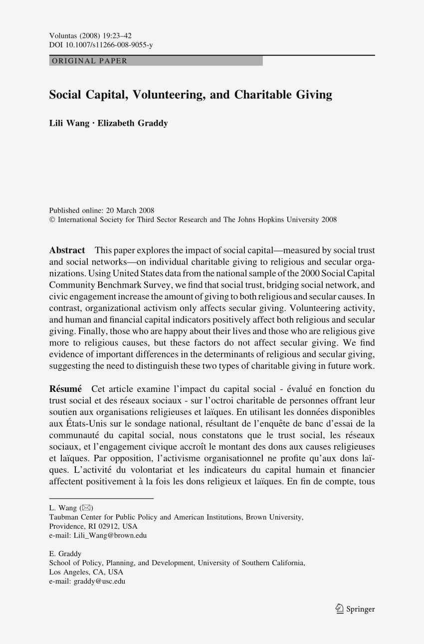 Exploring the Impact of Charitable Giving on Civil Society Initiatives: A Comprehensive Study Fostering Collaboration and Partnerships
Charitable Exploring the Impact of Charitable Giving on Civil Society Initiatives: A Comprehensive Study Fostering Collaboration and Partnerships
Charitable