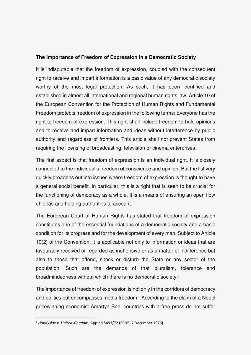 Importance of Freedom of Speech in Civil Society: Vital for Democratic Progress the protection of minority Importance of Freedom of Speech in Civil Society: Vital for Democratic Progress the protection of minority