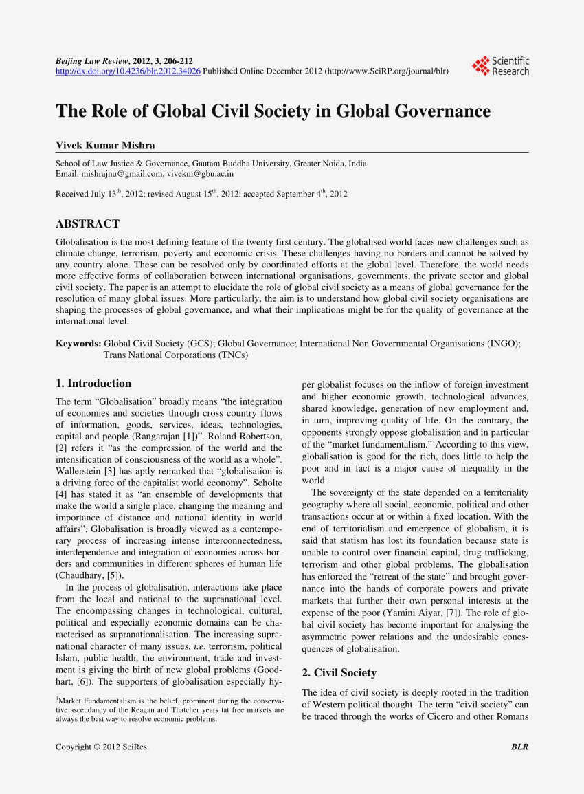 Local Engagement to Global Impact: The Crucial Role of Civil Society in Community Development in the policy Local Engagement to Global Impact: The Crucial Role of Civil Society in Community Development in the policy