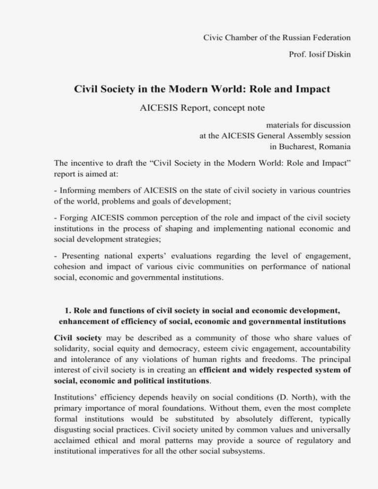 Local Engagement to Global Impact: The Crucial Role of Civil Society in Community Development Society Organizations Local Engagement to Global Impact: The Crucial Role of Civil Society in Community Development Society Organizations