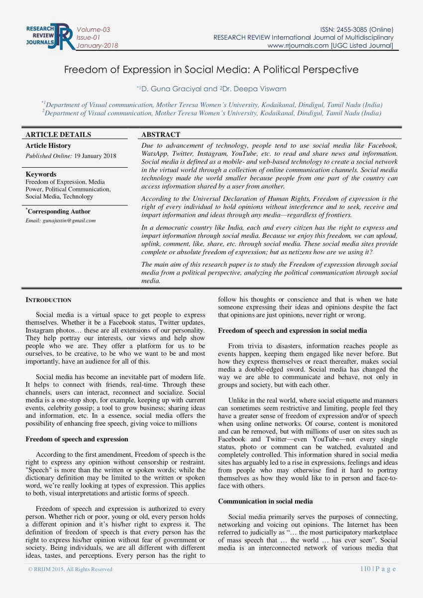 The Role of Social Media in Promoting Freedom of Speech: Opportunities and Threats for Civil Society can embolden