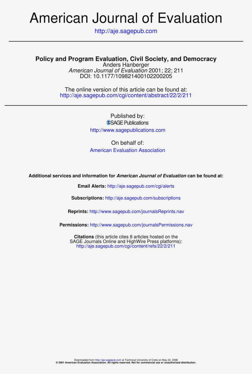The Significance of Program Evaluation in Civil Society: Measuring Impact and Ensuring Effective Change determining its The Significance of Program Evaluation in Civil Society: Measuring Impact and Ensuring Effective Change determining its